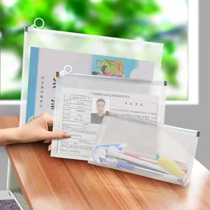 Transparent Plastic Document Bag Waterproof Zipper File Folder Large Capacity Storage Bag for Office School Stationery