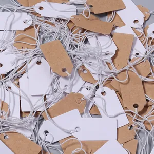 Blank paper price tags with white strings for jewelry jade crafts retail wholesale bulk pack
