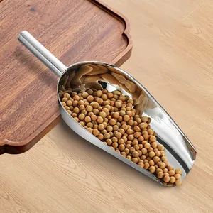 Edeltstahl Mehlschaufel Detailansicht, ideal für Getreide, Eiswürfel und trockene Lebensmittel.
