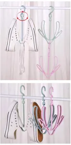 Sèche-chaussures multifonctionnel en plastique avec crochet rotatif à 360 degrés pour balcon.