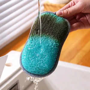 Esponja para platos de doble cara para limpieza de cocina y grasa de ollas eficiente.