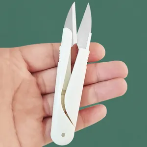 Forbici da ricamo bianche a forma di U mini forbici da filato portatili strumento da cucito.