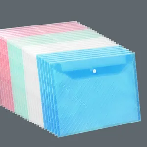 Thickened A4 transparent plastic document folder with snap button for file and paper storage