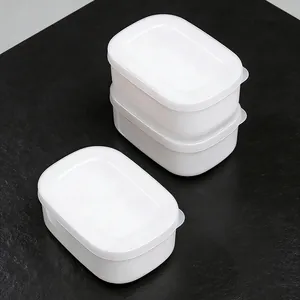 Caja de almacenamiento de plástico para alimentos, recipiente transparente para porciones de arroz.