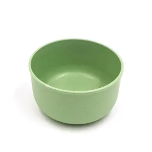 Eco-friendly wheat straw bowl, light green reusable rice soup salad bowl for daily home dining.