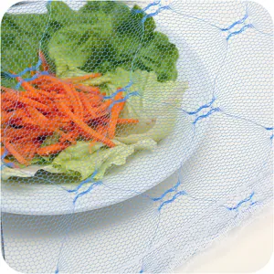 Cubierta de comida de malla plegable en paraguas para proteger alimentos de insectos.