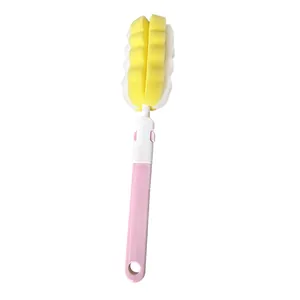 Spazzola per bottiglie con manico lungo e spugna rimovibile, ideale per tazze e bicchieri.