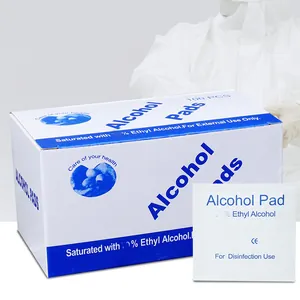 Disposable 70% ethyl alcohol cleansing pads 100pcs for screen and surface disinfection.