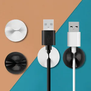 Round Cable Organizer Desktop Wire Management Clip Cord Holder Silicone Cable Winder For Office Desk USB Cable Management