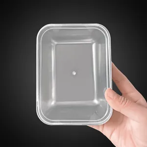 Detail shot of clear plastic food storage container box showcasing transparent quality and design.