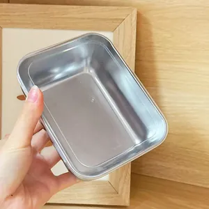Stainless steel food storage container with clear lid airtight kitchen organizer box for picnic