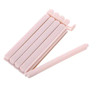 5-pack pink plastic food sealing clips for kitchen snacks and storage bags on white background