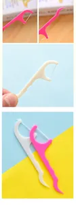 Vue détaillée de cure-dents fil dentaire ultra-fin, soin interdentaire en plastique.