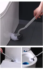 Flexible S-shaped handle toilet brush detail view for deep cleaning bathroom dead corners.
