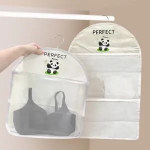 Hanging underwear storage bag multi-layer wardrobe organizer breathable mesh pocket for socks