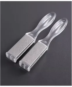 Double-sided foot file detail, clear handle and metal grinding surface for callus remove