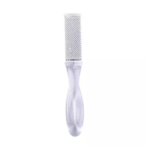 Professional double sided foot file callus remover with transparent handle for smooth skin care.