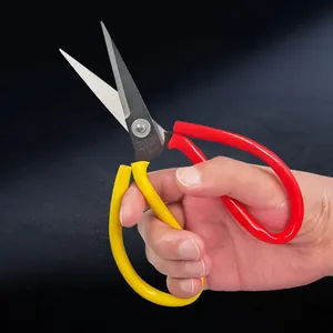 Heavy duty tailoring scissors with colorful handles for fabric and leather cutting detail