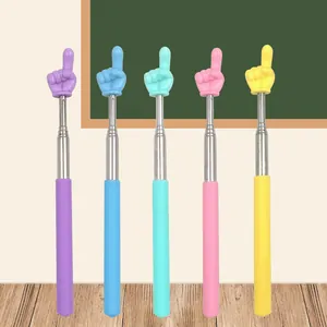 Colorful telescopic teacher pointer stick with cute finger shape for classroom and reading use.