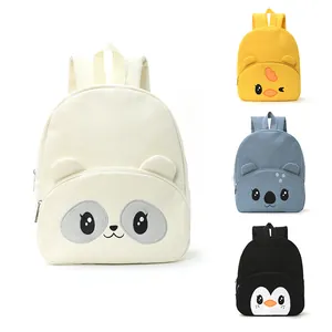 Corduroy Cute Cartoon Animal Backpack Student Casual Large Capacity School Bag Cute Bear Duck Penguin Daypack