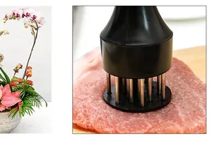 Batticarne in acciaio inossidabile con aghi affilati per bistecche e cottura efficiente in cucina.