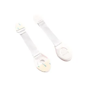 Child safety lock cabinet strap lock anti-pinch baby proofing white 2pcs set main view display