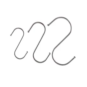 Durable metal S hooks set for kitchen, wardrobe and home organization. Multi-size hanging hooks.