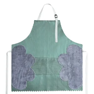 Adjustable Striped Kitchen Apron with Hand Wipe Towels, Cotton Cooking Smock for Home