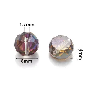 Flat octagon crystal glass beads for DIY bracelets necklaces jewelry making accessories 8mm