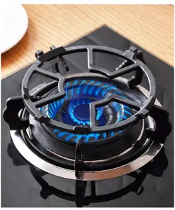 Cast iron gas stove rack detail shot showing anti-slip burner support for small pans and pots.