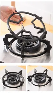 Detail close-up view of cast iron gas stove support ring showing burner installation details.