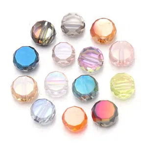 Faceted flat octagonal crystal glass beads for DIY jewelry making and spacer beads.