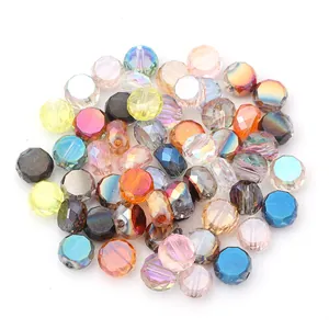 Flat octagonal crystal glass beads mix for DIY bracelet necklace jewelry making accessories