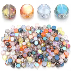 Faceted crystal glass beads for DIY jewelry making, colorful octagonal spacer beads.