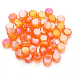 Flat octagon crystal glass beads detail view for DIY jewelry making and bracelet accessories.