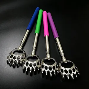 Stainless steel extendable back scratcher with colorful handle bear claw design 4pcs