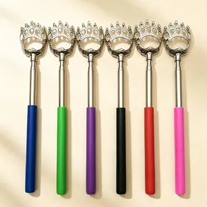 Telescopic stainless steel back scratcher with colorful handle bear claw massage tool