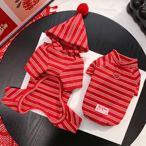 Pet Fleece Four-Legged Clothes Warm Winter Dog Jumpsuit Cute Striped Puppy Coat For Small Dogs And Cats