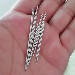 Stainless steel sewing needles set, long large-eye hand stitching needles for home daily use.