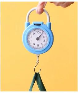 Portable handheld spring scale with 10kg capacity, mechanical dial and hanging hook for daily use.