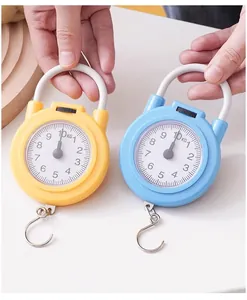 Portable mini mechanical spring scale with iron hook kitchen weighing tool yellow blue colors