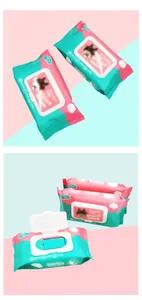 Thickened baby wet wipes with plastic flip lid, portable hand and mouth cleaning wipes.
