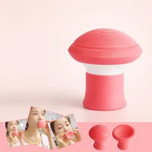 Silicone facial exerciser jawline trainer face lift tool pink mushroom design beauty tool
