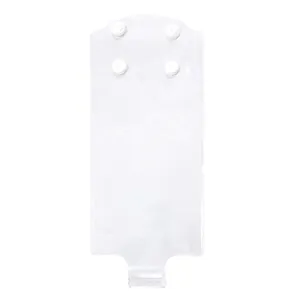 Close-up detail of the transparent waterproof phone pouch snap buttons for riders.
