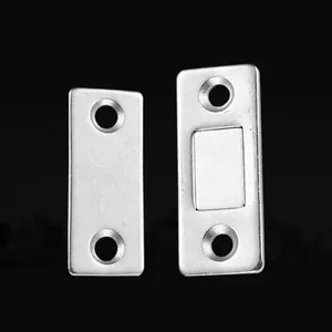 Magnetic cabinet door catch stainless steel hardware set for secure closing and easy use.