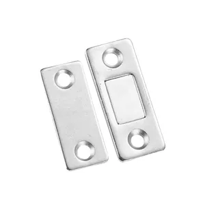 Stainless steel cabinet magnetic catch set for doors and drawers, durable hardware.