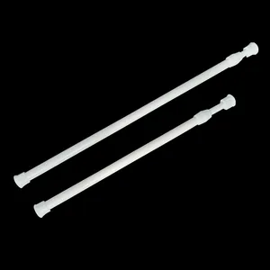 Barre de rideau extensible blanche sans perage, tringle telescopique pour douche et armoire.