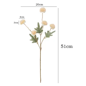 Fiore finto tarassaco 5 teste crisantemo pon pon decorazione matrimonio casa 51cm
