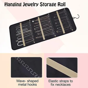 Hangende sieraden opbergrol dubbelzijdige ketting organizer met haken en banden.