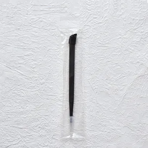 Professional black precision stainless steel nail art tweezers in clear protective packaging